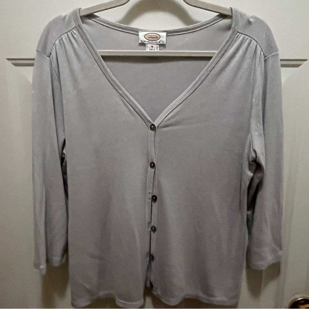 Talbot’s Metallic Silver Cardigan Sz LP
